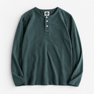 Cotton button-neck sweater - AntoniosClothing - Dark green
