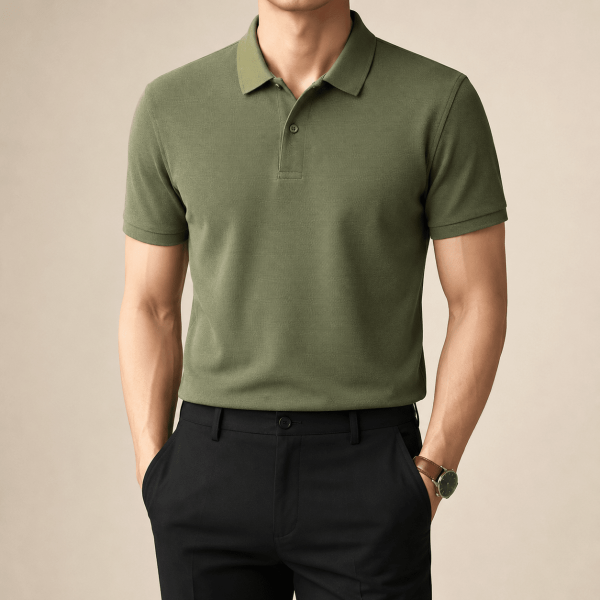 Cotton golf polo shirt - AntoniosClothing - Army green