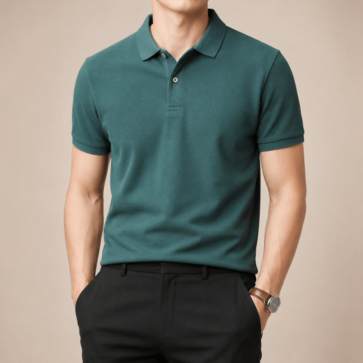 Cotton golf polo shirt - AntoniosClothing - Blackish green