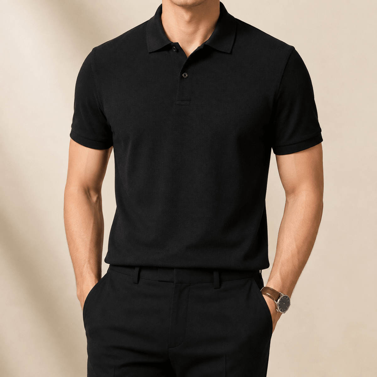 Cotton golf polo shirt - AntoniosClothing - Black