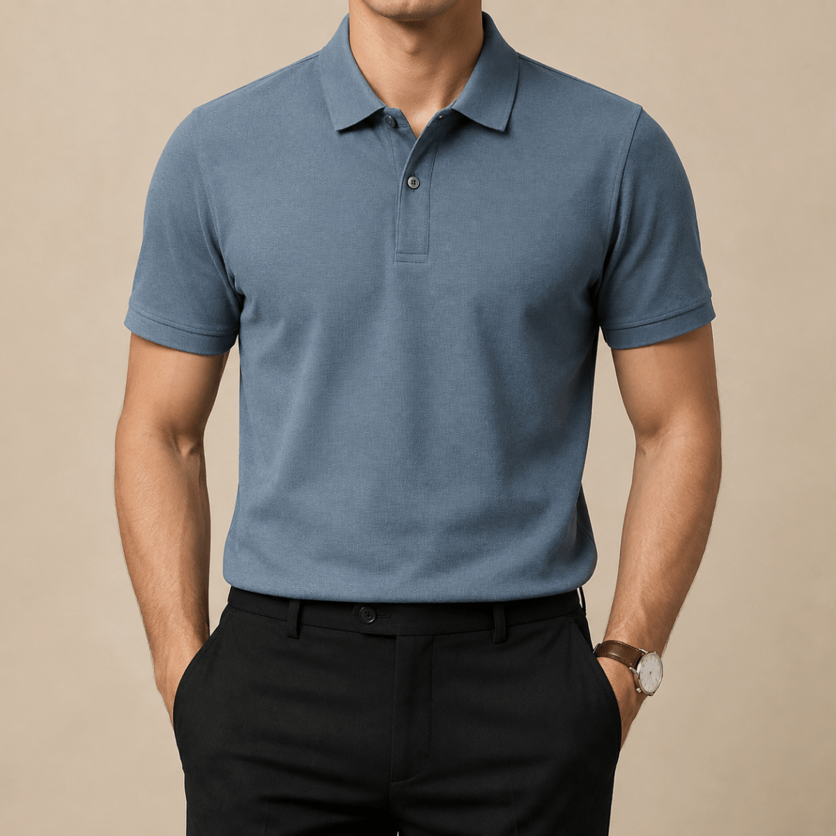 Cotton golf polo shirt - AntoniosClothing - Light blue