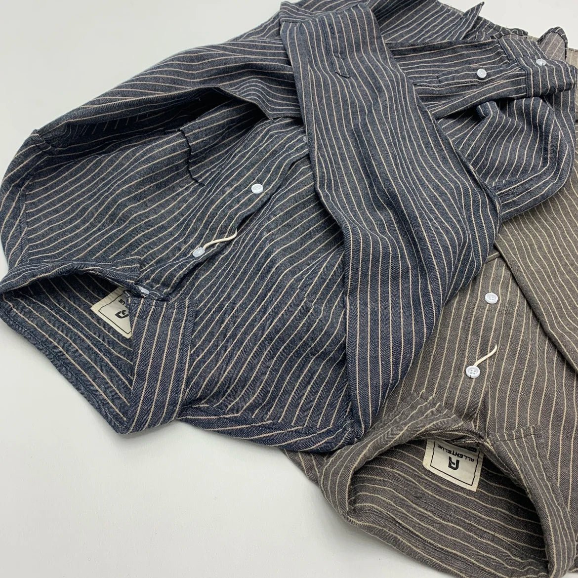 Cotton linen striped long sleeve shirt - Antonios