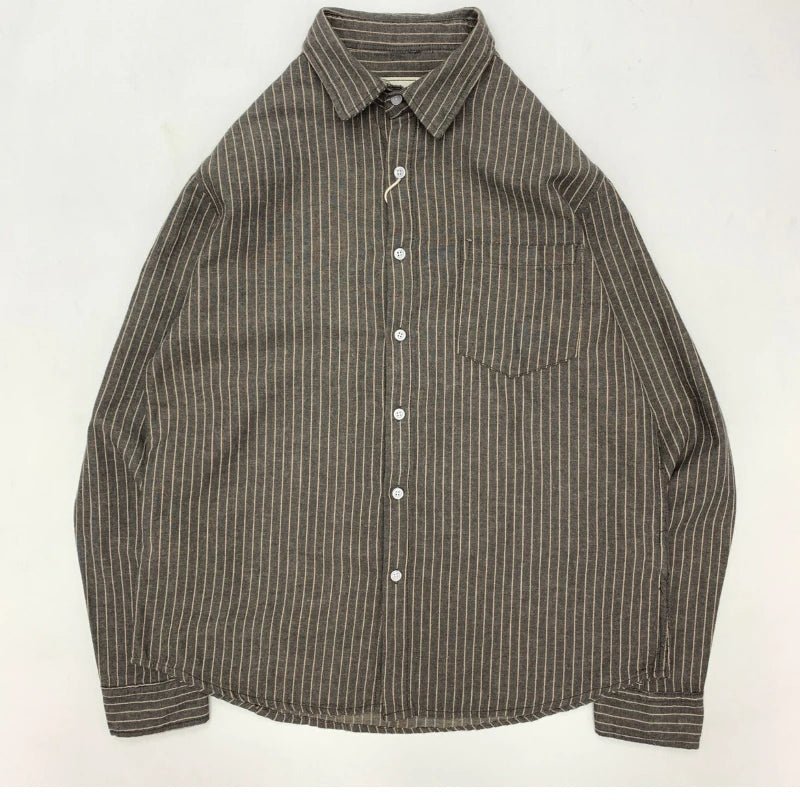 Cotton linen striped long sleeve shirt - Antonios