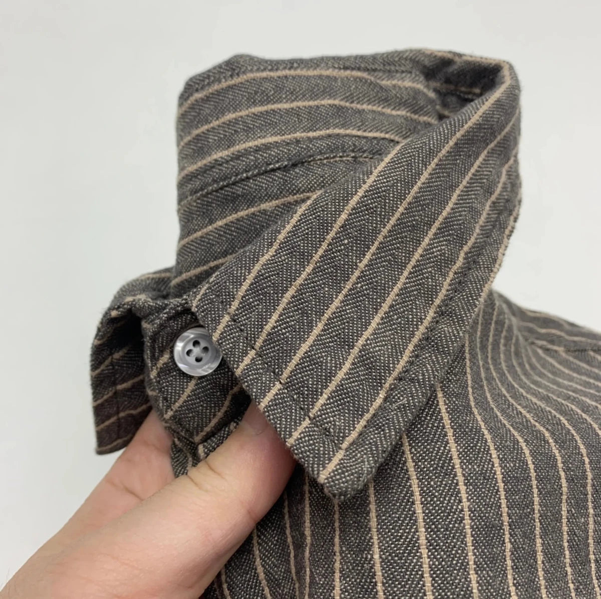 Cotton linen striped long sleeve shirt - Antonios