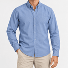 Cotton oxford button down shirt - AntoniosClothing - Denim blue