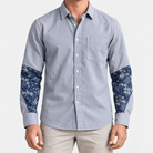Cotton oxford shirt with paisley sleeve panels - AntoniosClothing - Gray