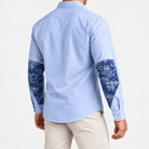 Cotton oxford shirt with paisley sleeve panels - AntoniosClothing - Sky blue