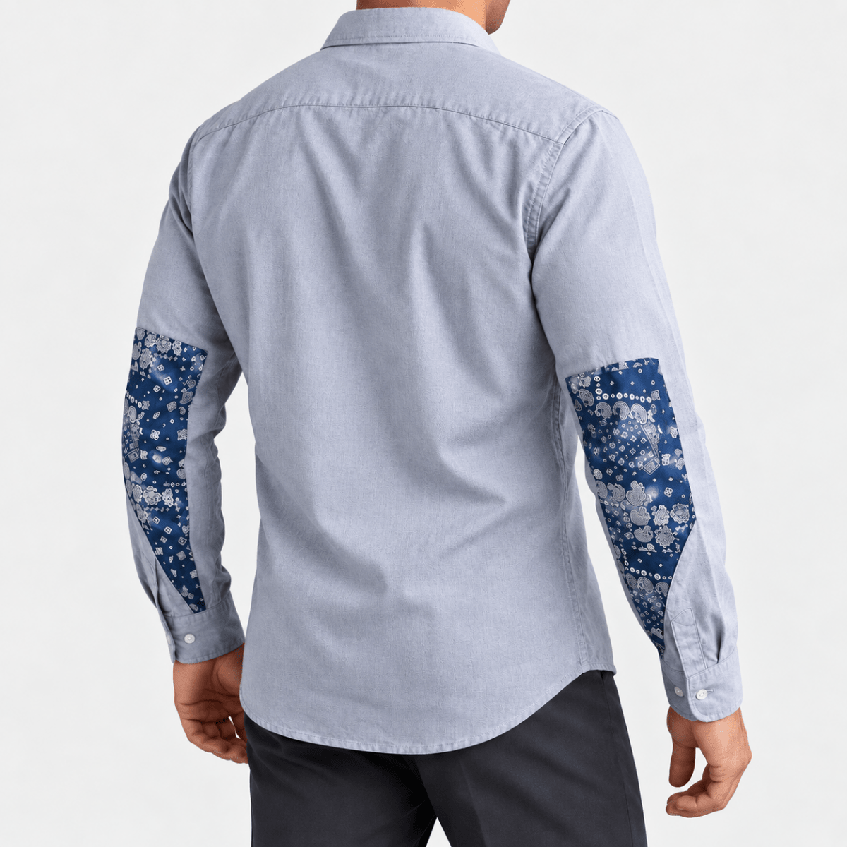 Cotton oxford shirt with paisley sleeve panels - AntoniosClothing - Gray