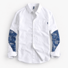 Cotton oxford shirt with paisley sleeve panels - AntoniosClothing - White