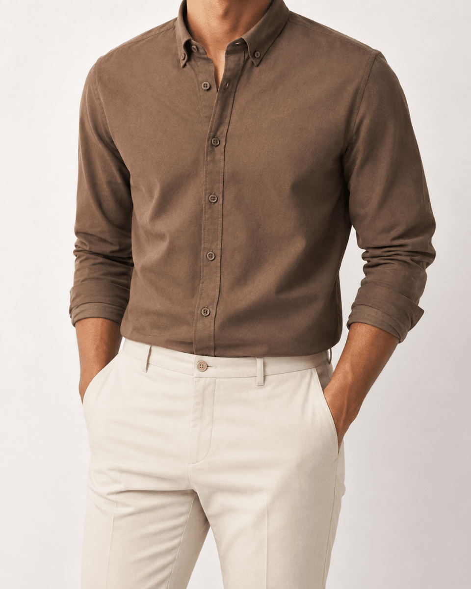 Cotton oxford sweat-wicking slim fit shirt - AntoniosClothing - Navy blue