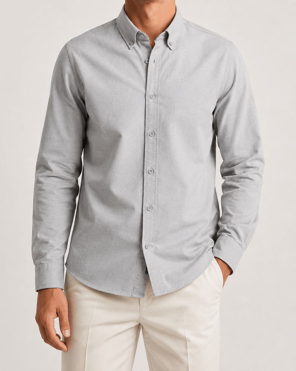 Cotton oxford sweat-wicking slim fit shirt - AntoniosClothing - Navy blue