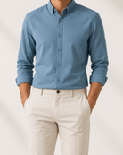 Cotton oxford sweat-wicking slim fit shirt - AntoniosClothing - Navy blue