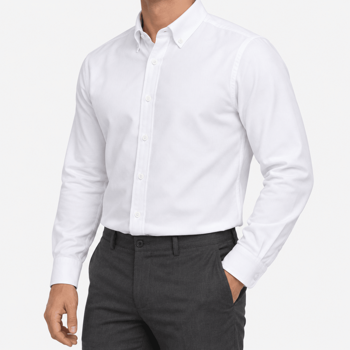 Cotton oxford sweat-wicking slim fit shirt - AntoniosClothing - White