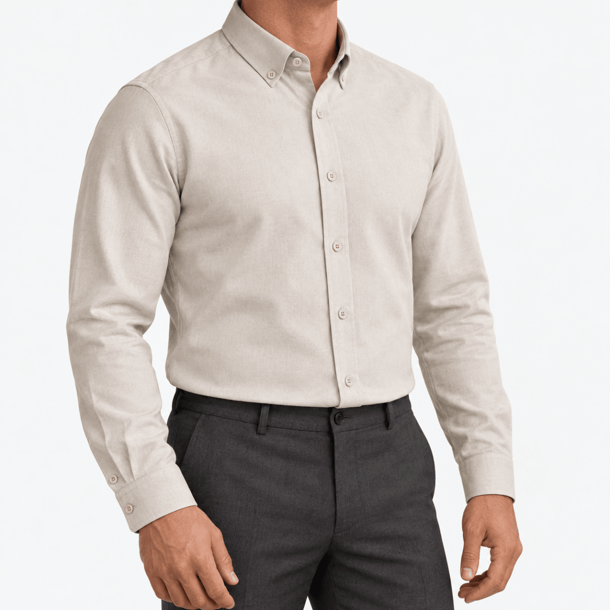 Cotton oxford sweat-wicking slim fit shirt - AntoniosClothing - Khaki