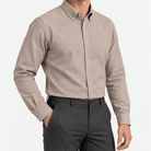 Cotton oxford sweat-wicking slim fit shirt - AntoniosClothing - Beige
