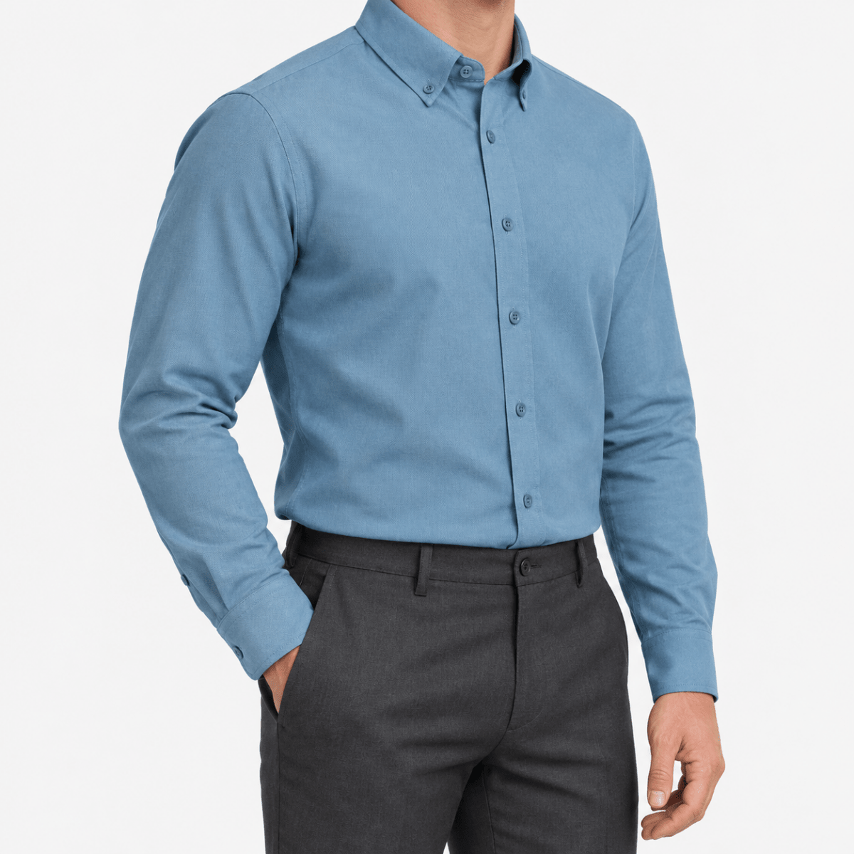 Cotton oxford sweat-wicking slim fit shirt - AntoniosClothing - Blue