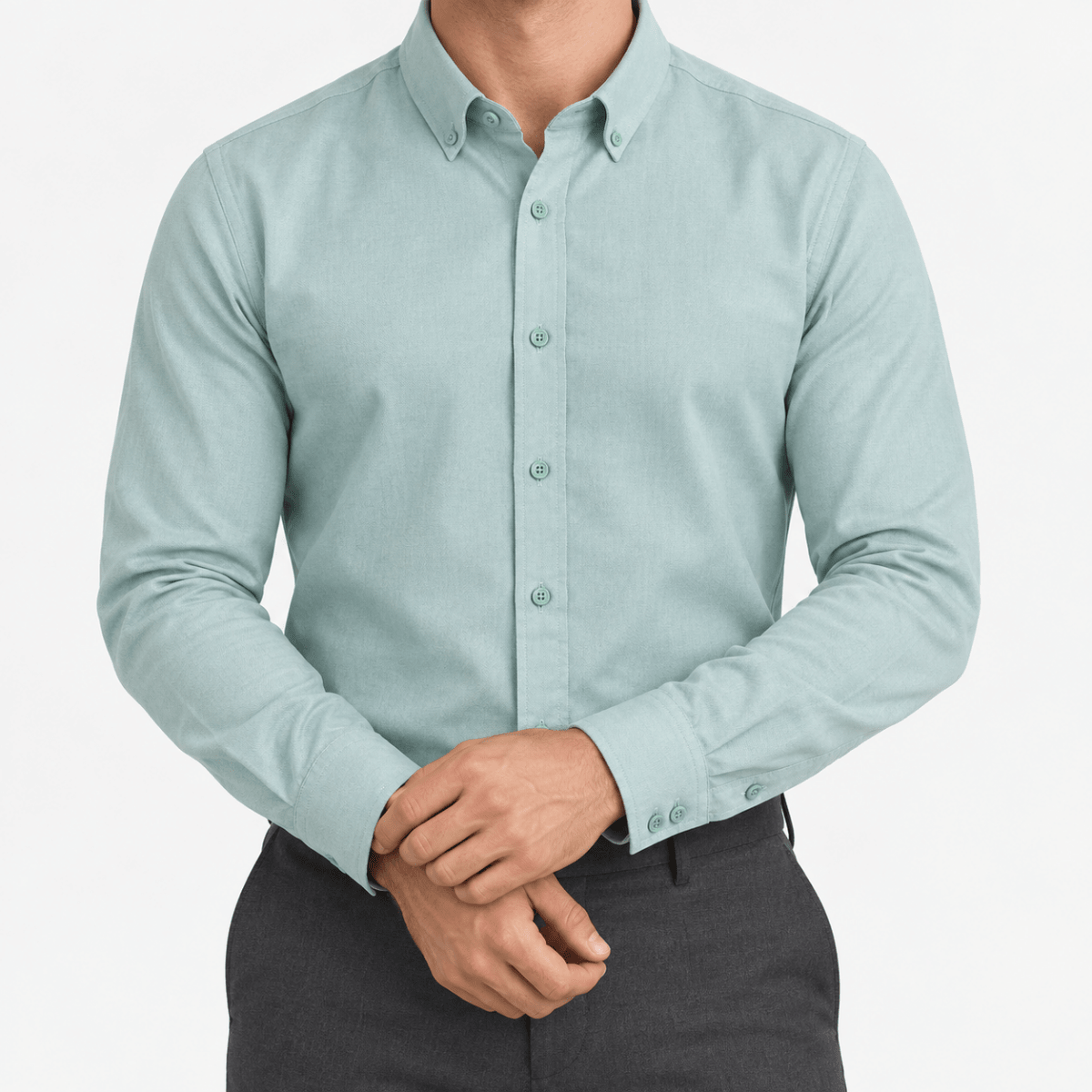 Cotton oxford sweat-wicking slim fit shirt - AntoniosClothing - Green