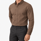 Cotton oxford sweat-wicking slim fit shirt - AntoniosClothing - Brown