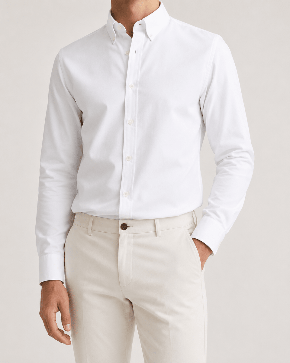 Cotton oxford sweat-wicking slim fit shirt - AntoniosClothing - Navy blue