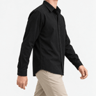 Cotton point collar shirt with a chest pocket - AntoniosClothing - Black