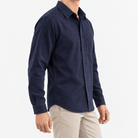 Cotton point collar shirt with a chest pocket - AntoniosClothing - Navy blue