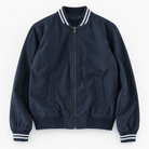 Cotton varsity jacket with striped trim - AntoniosClothing - Navy