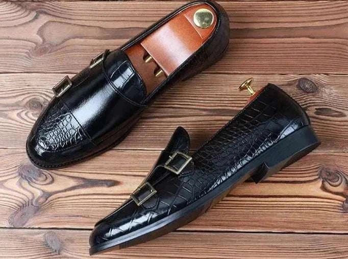 Crocodile pattern microfiber shoes - Antonios