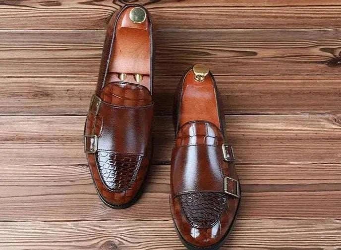 Crocodile pattern microfiber shoes - Antonios