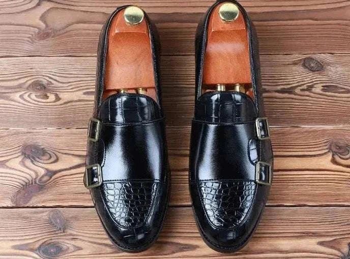 Crocodile pattern microfiber shoes - Antonios