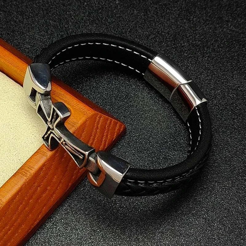 Cross casual leather bracelet - Antonios