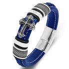Cross punk leather bracelet - Antonios