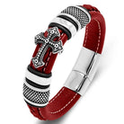 Cross punk leather bracelet - Antonios