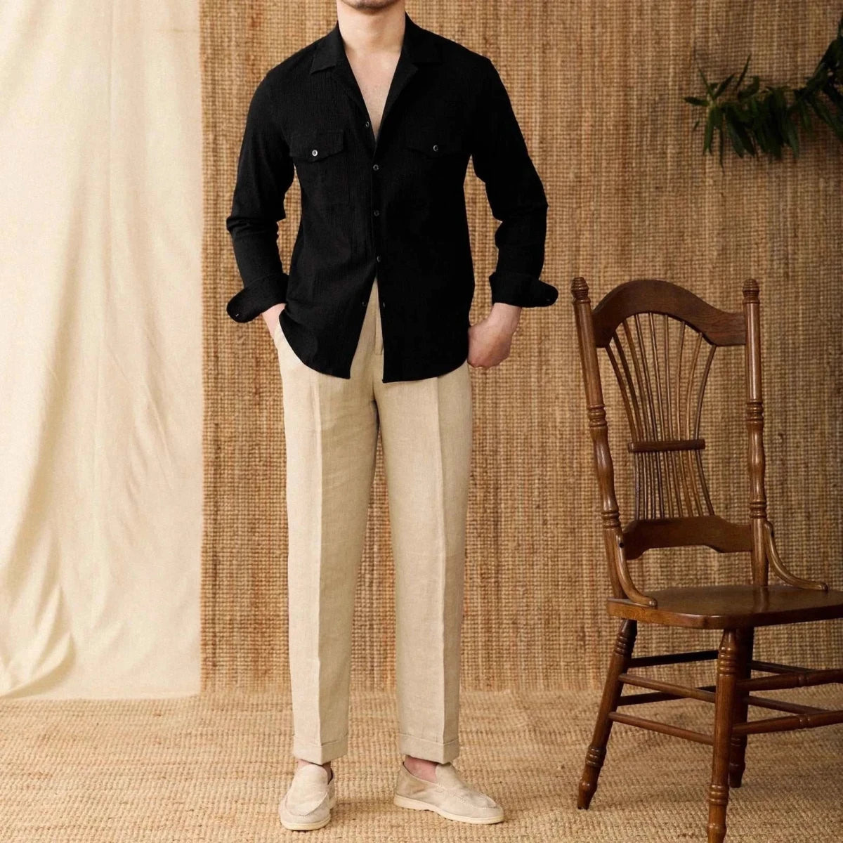 Cuban collar relaxed fit elegant shirt - Antonios