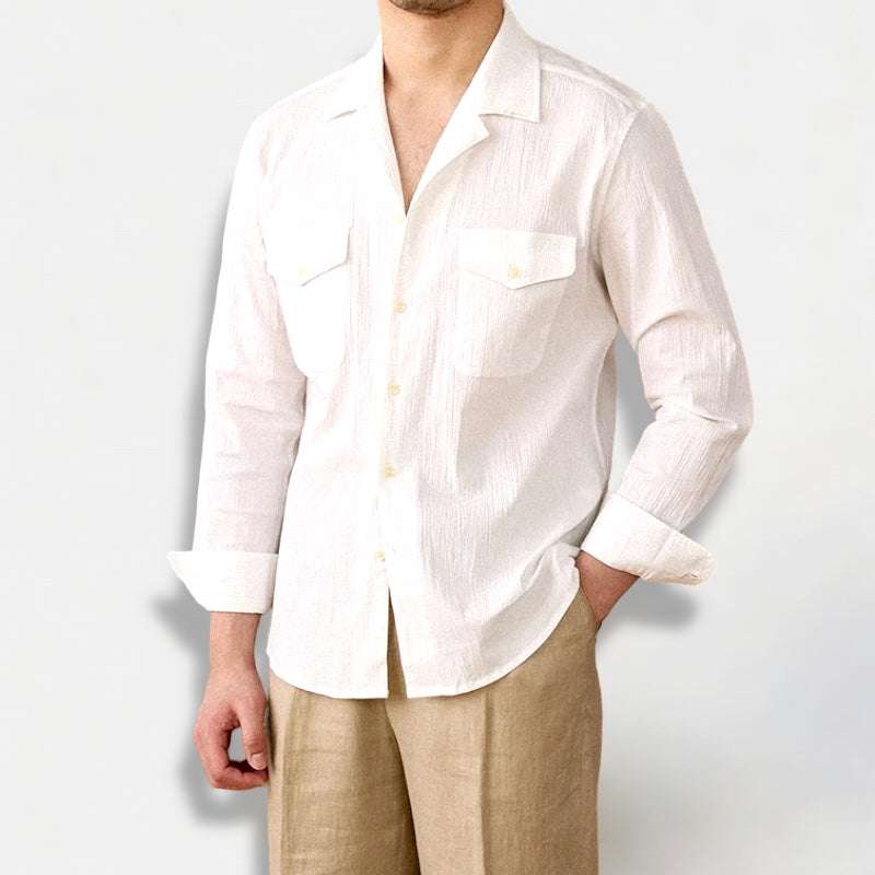 Cuban collar relaxed fit elegant shirt - Antonios