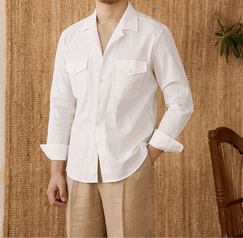 Cuban collar relaxed fit elegant shirt - Antonios