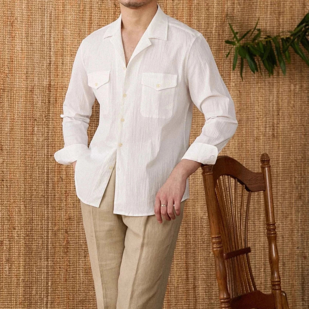 Cuban collar relaxed fit elegant shirt - Antonios