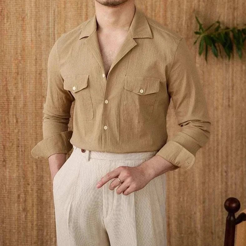 Cuban collar relaxed fit elegant shirt - Antonios