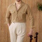 Cuban collar relaxed fit elegant shirt - Antonios