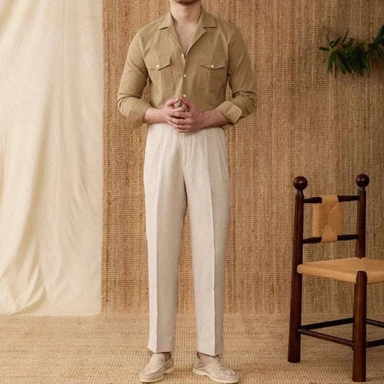 Cuban collar relaxed fit elegant shirt - Antonios