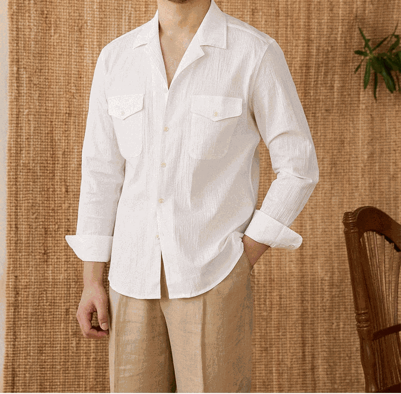 Cuban collar relaxed fit elegant shirt - Antonios