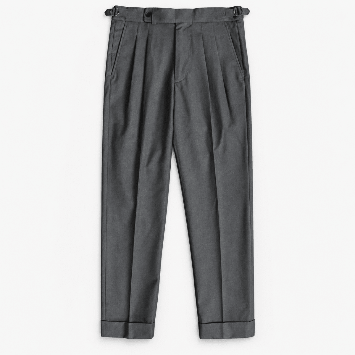 Cuffed cotton blend trousers - AntoniosClothing - Dark Gray