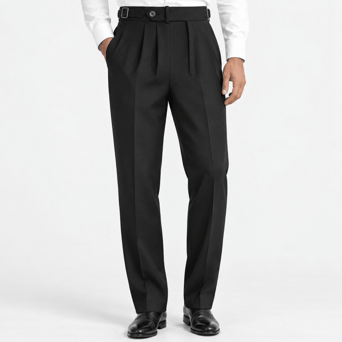Double pleat tailored trousers - AntoniosClothing - Black