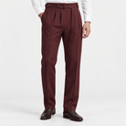 Double pleat tailored trousers - AntoniosClothing - Burgundy