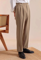 Double pleated wool straight pants - Antonios