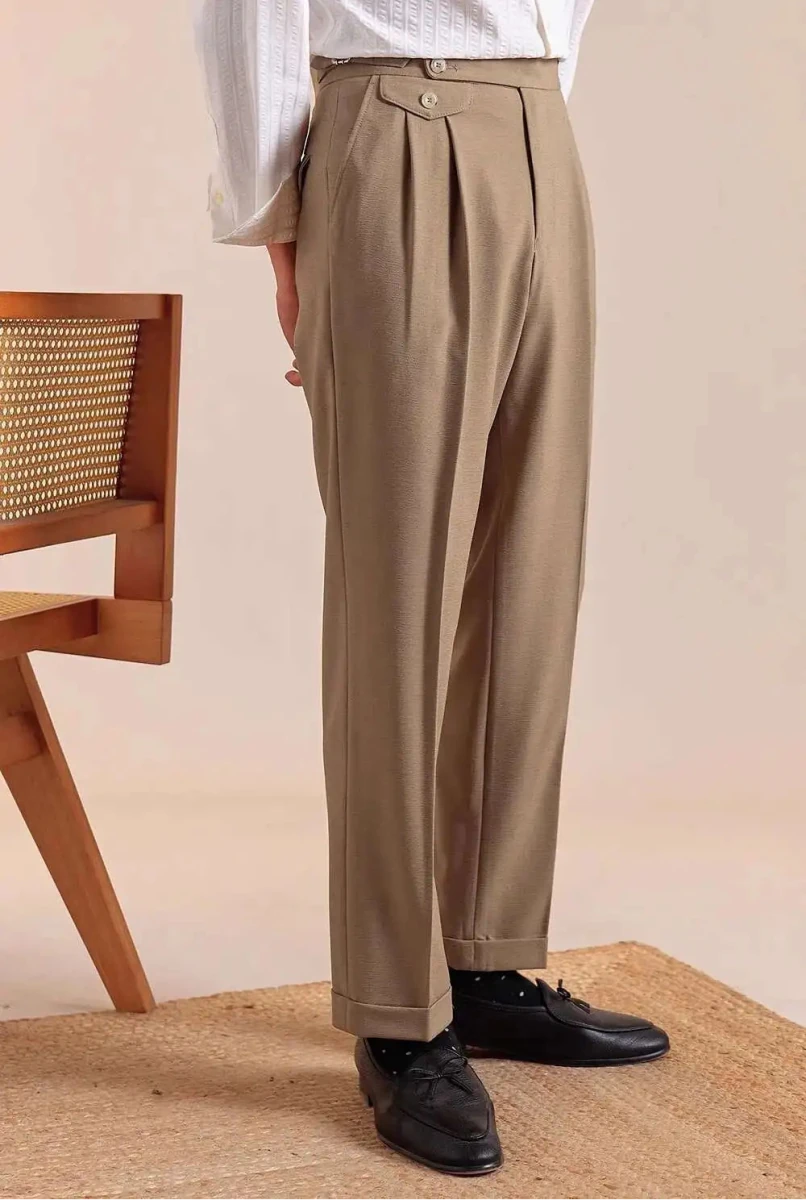 Double pleated wool straight pants - Antonios