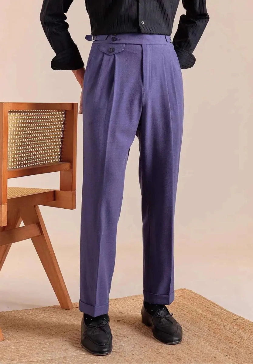 Double pleated wool straight pants - Antonios