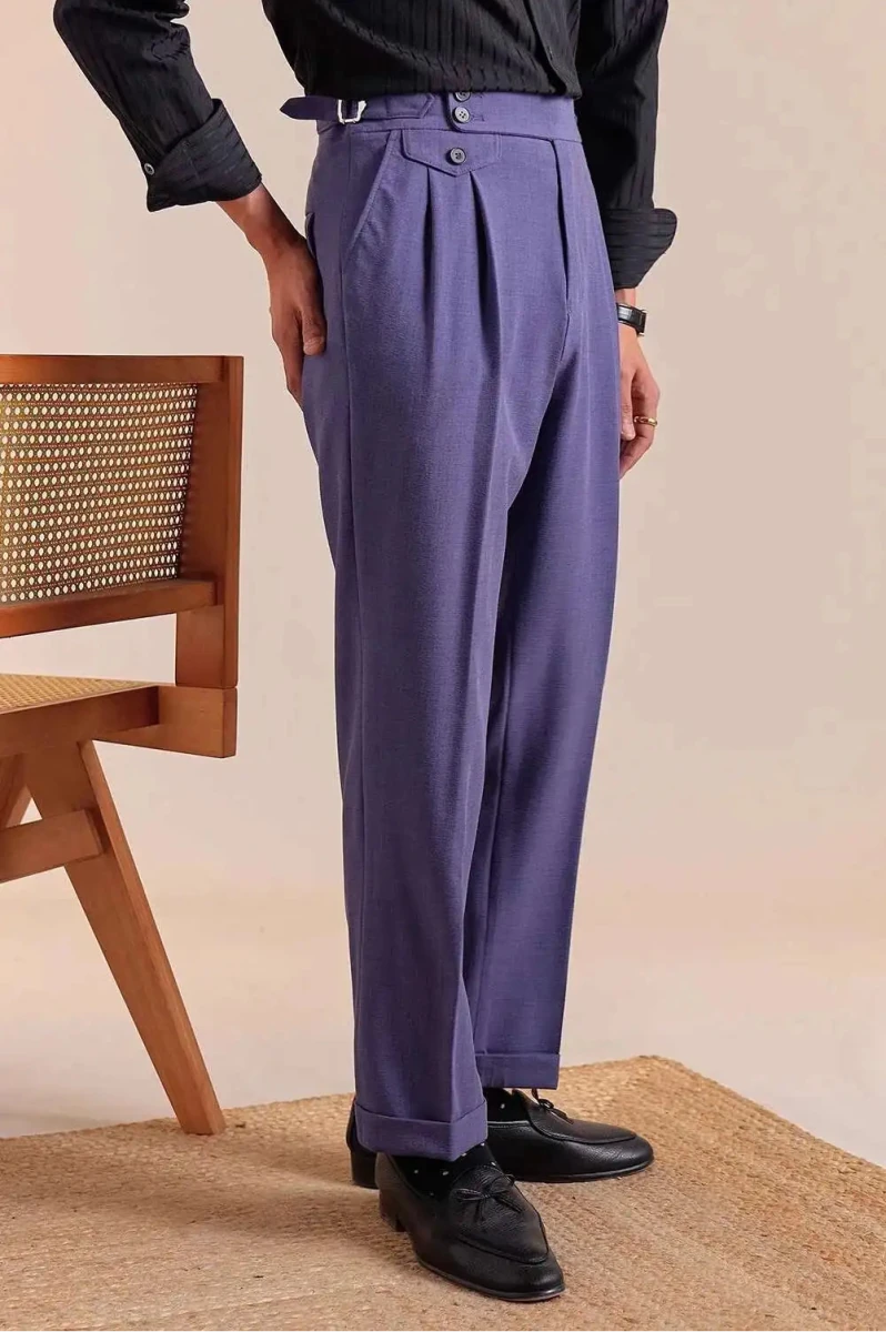 Double pleated wool straight pants - Antonios