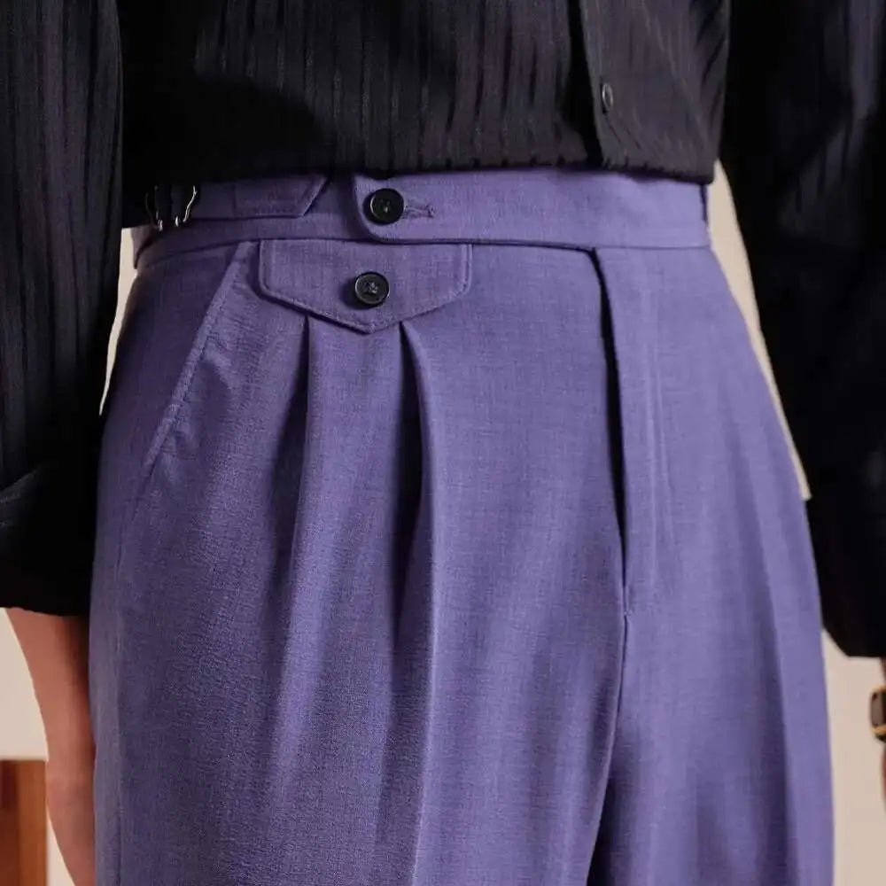 Double pleated wool straight pants - Antonios