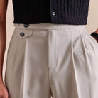 Double pleated wool straight pants - Antonios