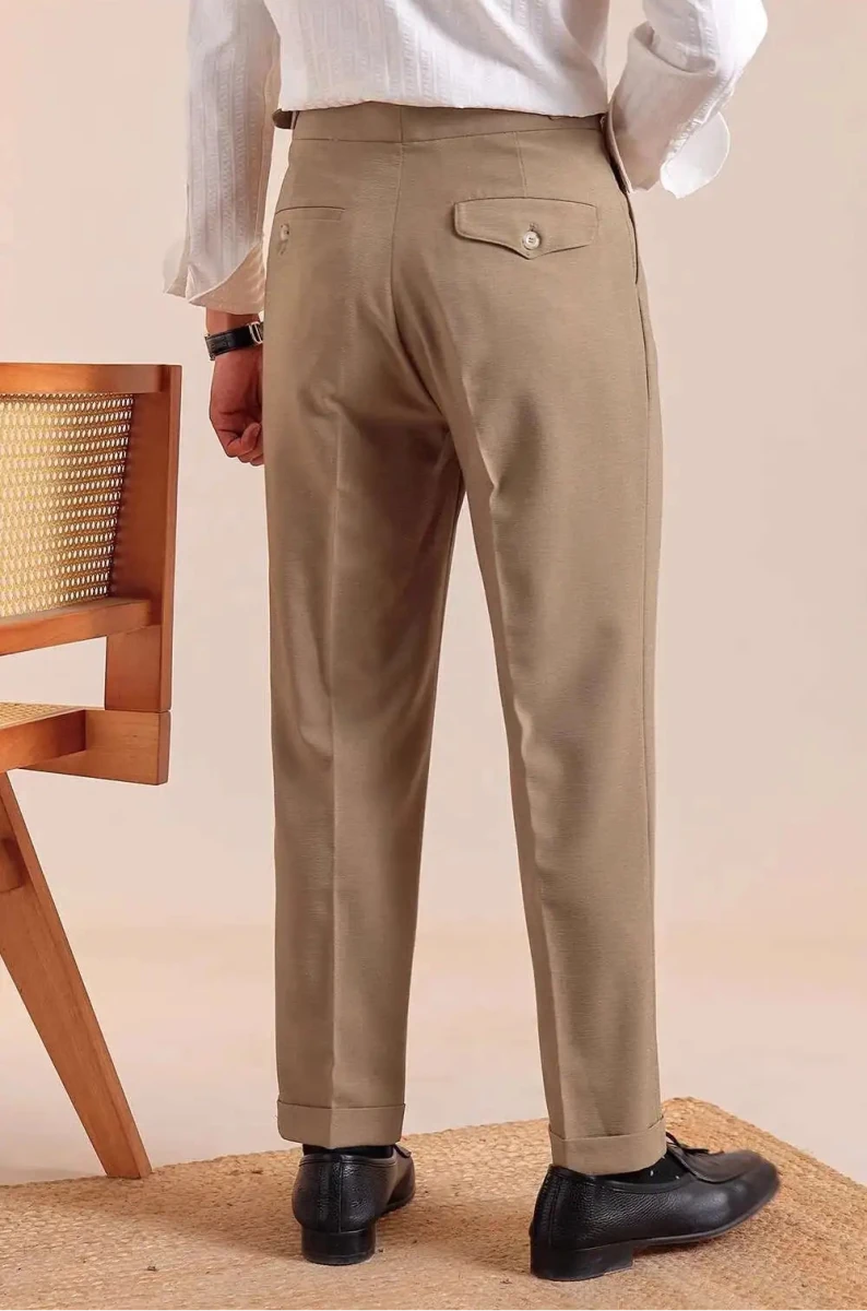 Double pleated wool straight pants - Antonios